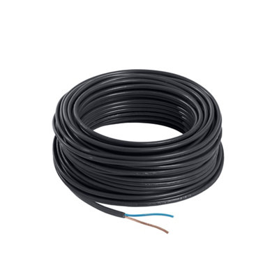 Time Black 2-Core Flexible Cable 0.75mm² X 25M from B&Q