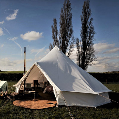 Canvas Tent Shop 5M Kokoon Deluxe Bell Tent With Chimney Fitting100% Cotton Canvas With Zipped Pvc Groundsheet from B&Q