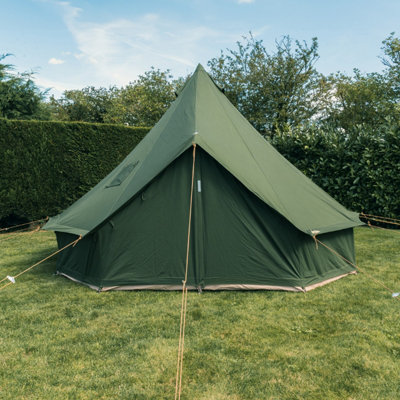 Canvas Tent Shop 4M Bell Tent Olive Green With Chimney Fitting  100% Cotton Canvas from B&Q