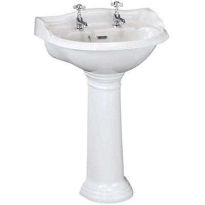 Hudson Reed Chancery 600X500mm White Gloss Pedestal Basin Crt003 from B&Q