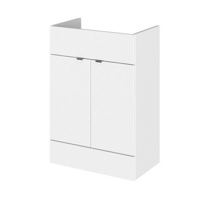 B&Q -  Fusion Floor Standing 2 Door Vanity UnitSoft Close HingesMfc Painted Gloss WhiteContemporary600X355X864mm