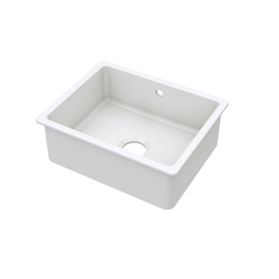 B&Q -  Inset Single Bowl Kitchen Sink With Overflow & Central WasteDurable Small Kitchen Basin In White548 X 442 X 197mm