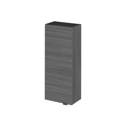 Hudson Reed Fusion Wall Hung 1 Door CabinetSoft CloseGraphite Grey Anthracite Woodgrain300X180X700mm from B&Q