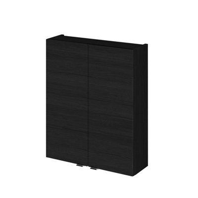 Hudson Reed Fusion Wall Hung 2 Door CabinetSoft CloseCharcoal Black Woodgrain500X182X713mm from B&Q