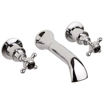 Hudson Reed Topaz Black Crosshead Hexagonal Collar Deck-Mounted Bath Mixer Tap from B&Q