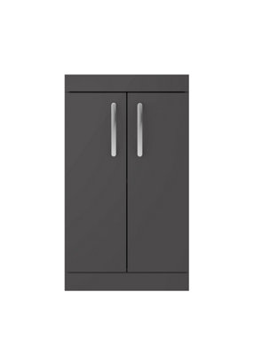 Nuie Hudson Reed Athena Floor Standing Vanity UnitDurable Soft Close 2-DoorModern Bathroom Cabinet Storage In Gloss Grey500mm from B&Q