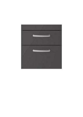 Hudson Reed Athena Wall Hung Vanity UnitDurable Soft Close 2-DoorModern Bathroom Cabinet Storage In Gloss Grey500mm from B&Q