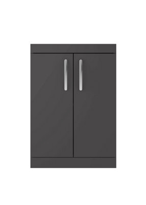 Nuie Hudson Reed Athena Floor Standing Vanity UnitDurable Soft Close 2-DoorModern Bathroom Cabinet Storage In Gloss Grey600mm from B&Q
