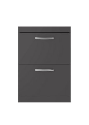 Nuie Hudson Reed Athena Floor Standing Vanity UnitDurable Soft Close 2-DrawerModern Bathroom Cabinet Storage In Gloss Grey600mm from B&Q