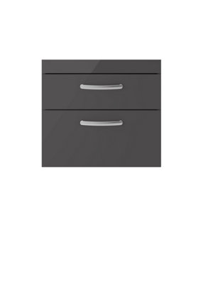 Nuie Hudson Reed Athena Wall Hung Vanity UnitDurable Soft Close 2-DoorModern Bathroom Cabinet Storage In Gloss Grey600mm from B&Q