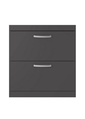 Nuie Hudson Reed Athena Floor Standing Vanity UnitDurable Soft Close 2-DrawerModern Bathroom Cabinet Storage In Gloss Grey800mm from B&Q
