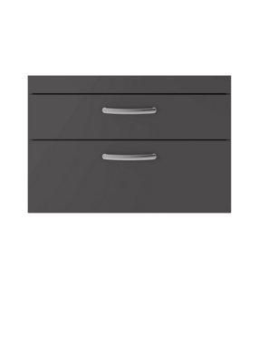 Nuie Hudson Reed Athena Wall Hung Vanity UnitDurable Soft Close 2-DrawerModern Bathroom Cabinet Storage In Gloss Grey800mm from B&Q
