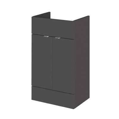 B&Q -  Fusion Floor Standing 2 Door Vanity UnitGloss Grey Painted FinishSoft Close500X355X864mm