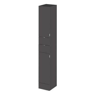 B&Q -  Fusion Floor Standing 2 Door 1 Drawer Tall CabinetGloss Grey Painted300X355X1940mm