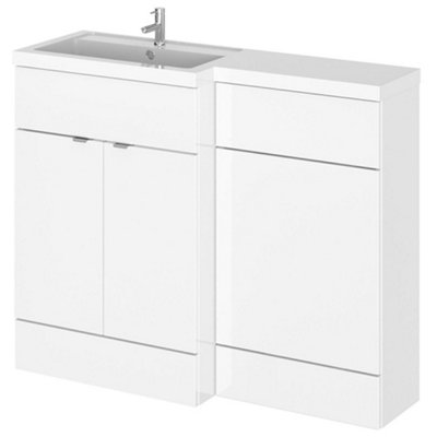 Hudson Reed Fusion 1105mm Gloss White Lh Basin & Wc Combination Unit2 Door Vanity from B&Q