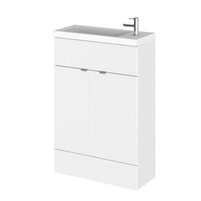 Hudson Reed Fusion Floor Standing 2 Door Vanity Unit & Polymarble Basin CompactBathroom Sink Vanity Unit600mm from B&Q