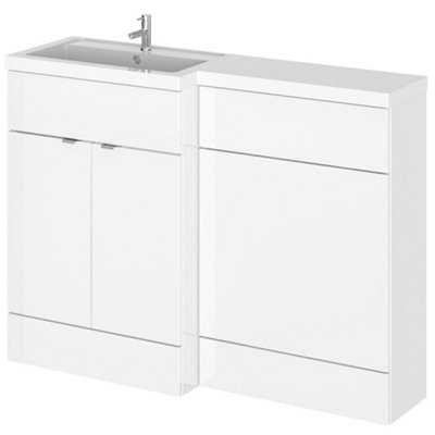 Hudson Reed Fusion 1200mm Left-Hand Basin And Wc Combination UnitGloss WhiteFloor-Standing from B&Q