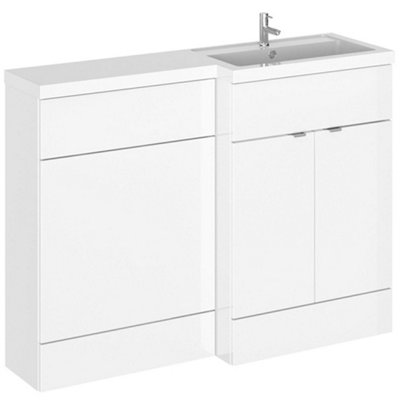 Hudson Reed Fusion 1200mm Right-Hand Basin & Wc Combination UnitGloss White from B&Q