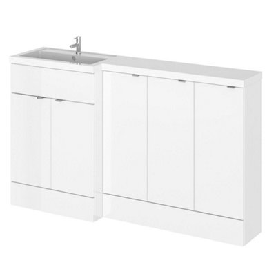 Hudson Reed Fusion 1500mm Left-Hand Freestanding Vanity Unit And BasinGloss White from B&Q