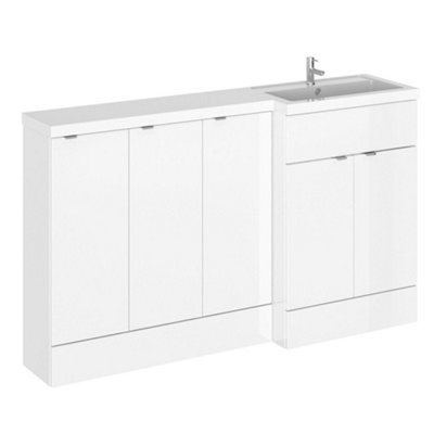 Hudson Reed Fusion 1505mm Right-Hand Freestanding Vanity Unit With Polymarble BasinGloss White from B&Q