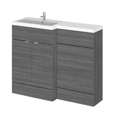 Hudson Reed Fusion 1105mm Left-Hand Wc Vanity Unit With Polymarble BasinAnthracite Woodgrain from B&Q