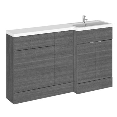 Hudson Reed Fusion 1500mm Right-Hand Basin & Wc Combination UnitAnthracite Gloss from B&Q
