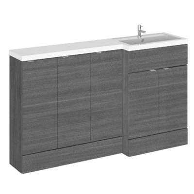 Hudson Reed Fusion 1500mm Right-Hand Freestanding Vanity Unit With Polymarble BasinAnthracite from B&Q