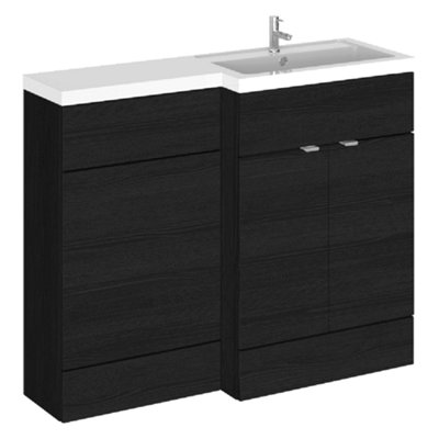 B&Q -  Fusion 1105mm Right-Hand Basin & Wc Unit Charcoal BlackPolymarble Basin