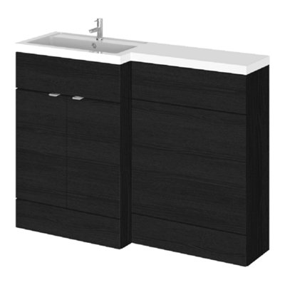 Hudson Reed Fusion 1200mm Left-Hand Basin & Wc UnitCharcoal Black MattFloor-Standing from B&Q