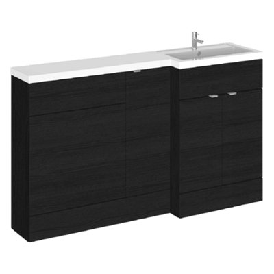 Hudson Reed Fusion 1500mm Right-Hand Basin & Wc Combination UnitCharcoal BlackGloss/matt from B&Q