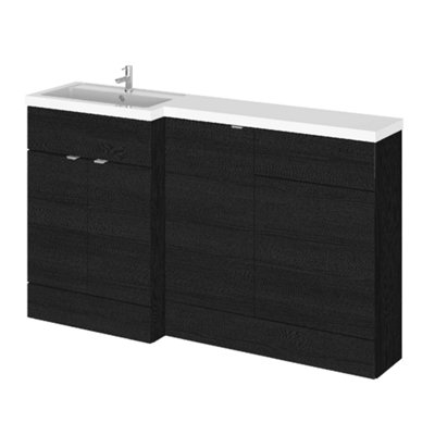 Hudson Reed Fusion 1500mm Left-Hand Freestanding Basin & Wc Combination UnitCharcoal BlackGloss & Matt from B&Q
