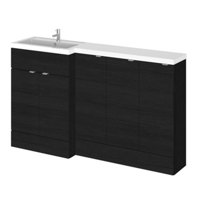 B&Q -  Fusion 1500mm Left-Hand Freestanding Vanity Unit With BasinCharcoal Black (Gloss & Matt)