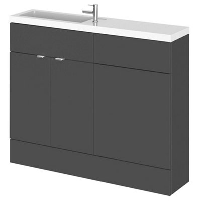 Hudson Reed 1105mm Gloss Grey Freestanding Basin & Wc Combination UnitMfc 18mmSoft-Close from B&Q
