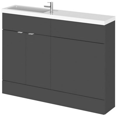 Hudson Reed Fusion Gloss Grey 1205mm Compact Basin & Wc Combination Unit Cbi908 from B&Q