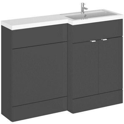 Hudson Reed Fusion 1205mm Right-Hand Basin And Wc UnitGloss GreyPolymarble Basin from B&Q