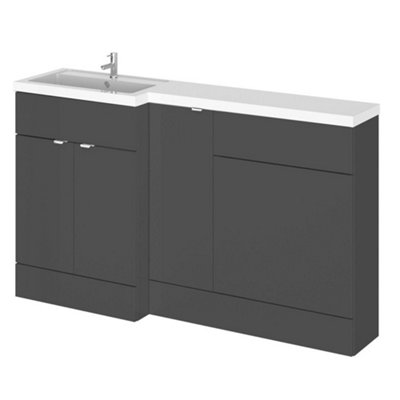 Hudson Reed Fusion 1505mm Left-Hand Freestanding Basin And Wc Combination UnitGloss Grey from B&Q