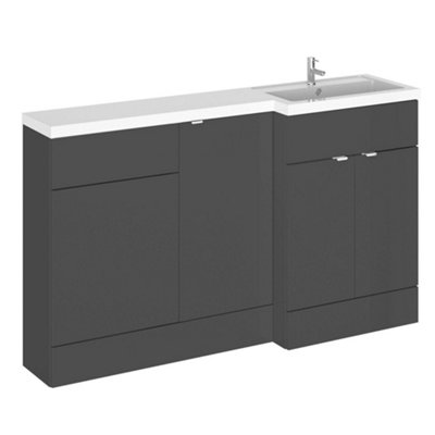 Hudson Reed Fusion 1505mm Right-Hand Basin And Wc Combination UnitGloss GreyReady Assembled from B&Q