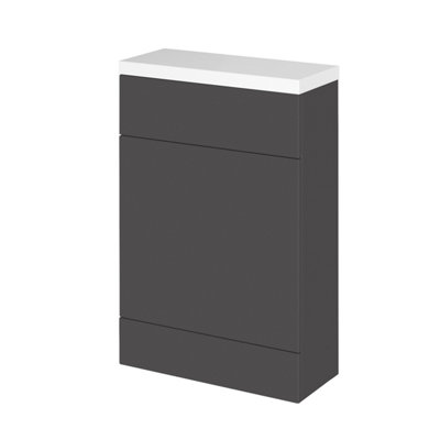 Hudson Reed Fusion Floor Standing Wc Unit & Polymarble Top CompactStylish Bathroom Storage UnitGloss Grey600mm from B&Q
