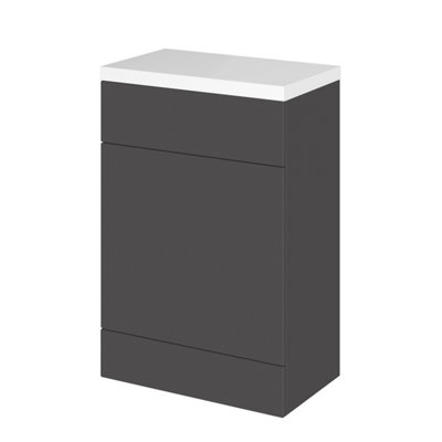 Hudson Reed Fusion Floor Standing Wc Unit & Polymarble TopStylish Bathroom Storage UnitGloss Grey600mm from B&Q