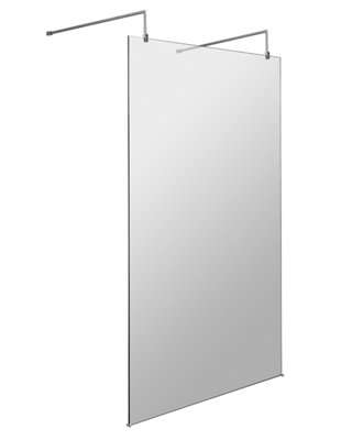 Hudson Reed 1200mm Wetroom Screen With Arms And Feet8mm Toughened GlassPolished Chrome Wetroom ScreensFrameless Design from B&Q