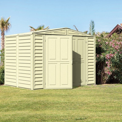 StoreMore Saffron 8X5Ft Vinyl Garden Shed With Foundation Kit