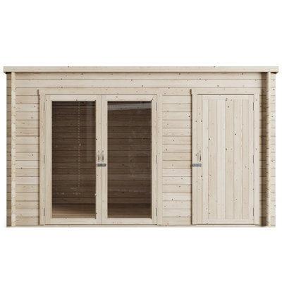 StoreMore Store More Darton Pent Log Cabin Summerhouse With Side Store - 12Ft X 8Ft