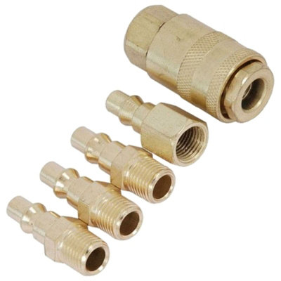 Neilsen 5Pc Euro Air Line Hose Fittings Compressor Connector Coupling 1/4" Bsp from B&Q
