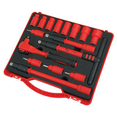 1000V Insulated 16Pcs 3/8" Inch Vde Socket Ratchet Bit Tool Set (Neilsen Ct2770) from B&Q