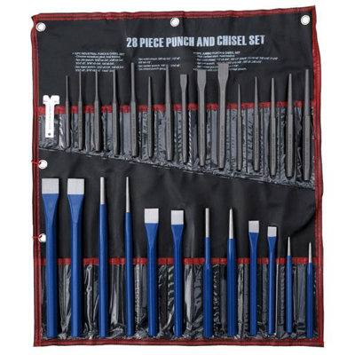 B&Q - 28Pc Punch Chisel Set Comprehensive Chrome Vanadium Steel+Pouch ( Ct2929)