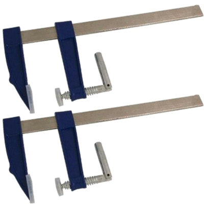 B&Q -  2Pc F Clamps Wood Working 300mm Heavy Duty Cast Iron Metal Deep Clamp