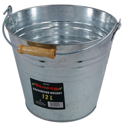 Neilsen Galvanised Metal Bucket Handle Plant Pot Coal Planter Strong Steel 12L from B&Q