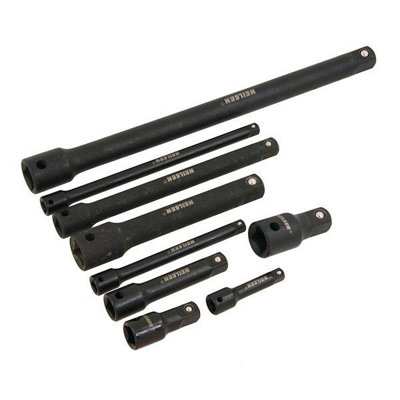 9pc Impact Socket Extension Bar Set 1/4in 3/8in 1/2in Drive 45-250mm Tray - Image 10