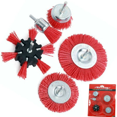 Neilsen Nylon Abrasive Filament Brush Drill Set Rust Paint Remover Wood Metal from B&Q