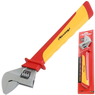 Neilsen 300Mm Adjustable Spanner Wrench Vde Insulated Soft Grip Handle 12"